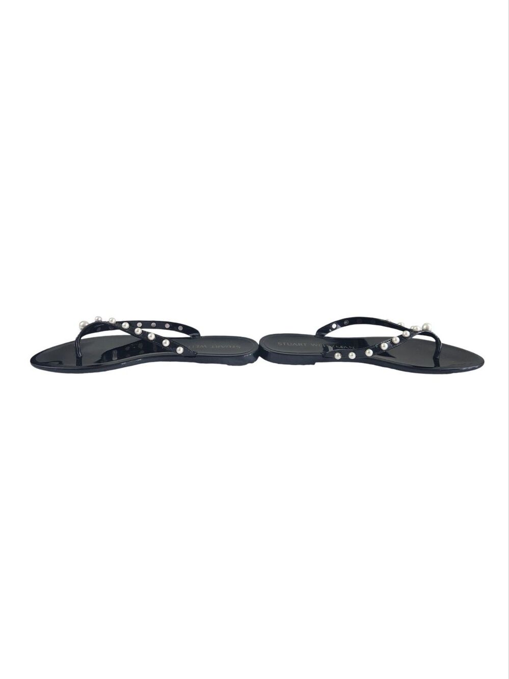 Stuart Weitzman Goldie Pearl Embellished Jelly Flip Flop Sandals Black 7B NWOB - Picture 5 of 8